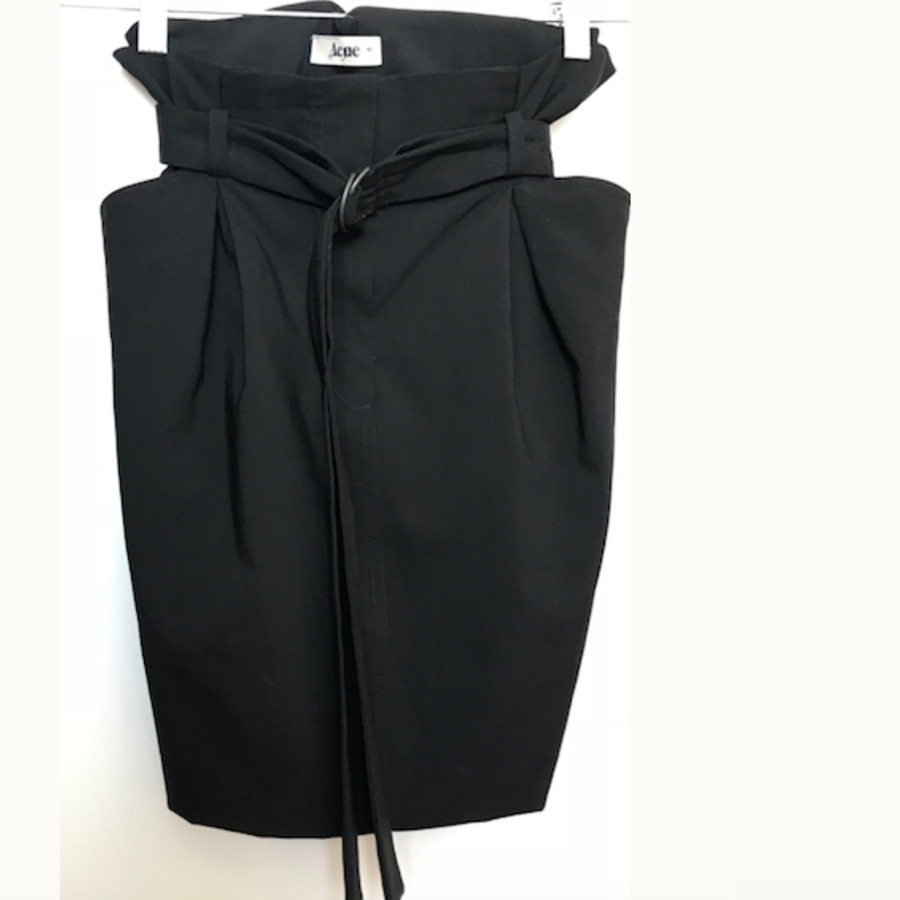 Acne Studios black paper bag skirt, wool, size M